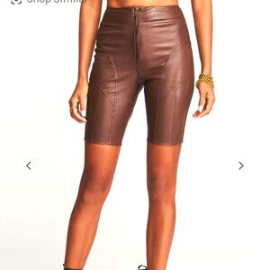 NWT Retrofete revolve Amanda brown leather bike shorts medium